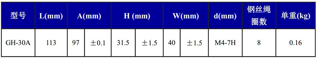 GH-30A全金屬鋼絲繩隔振器尺寸
