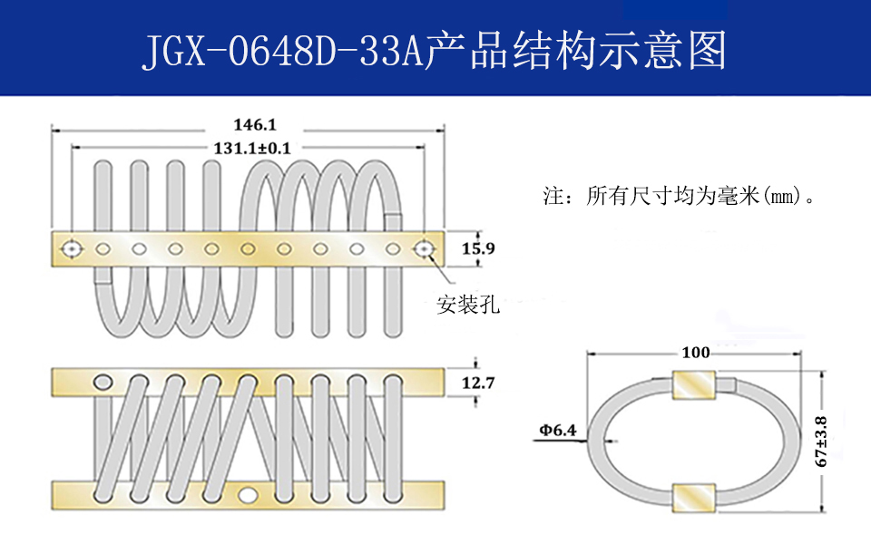 JGX-0648D-33A多應用鋼絲繩隔振器結(jié)構(gòu)