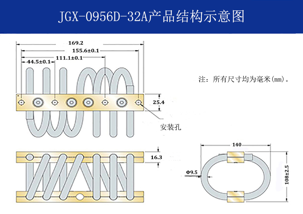 JGX-0956D-32A多應用鋼絲繩減震器結構