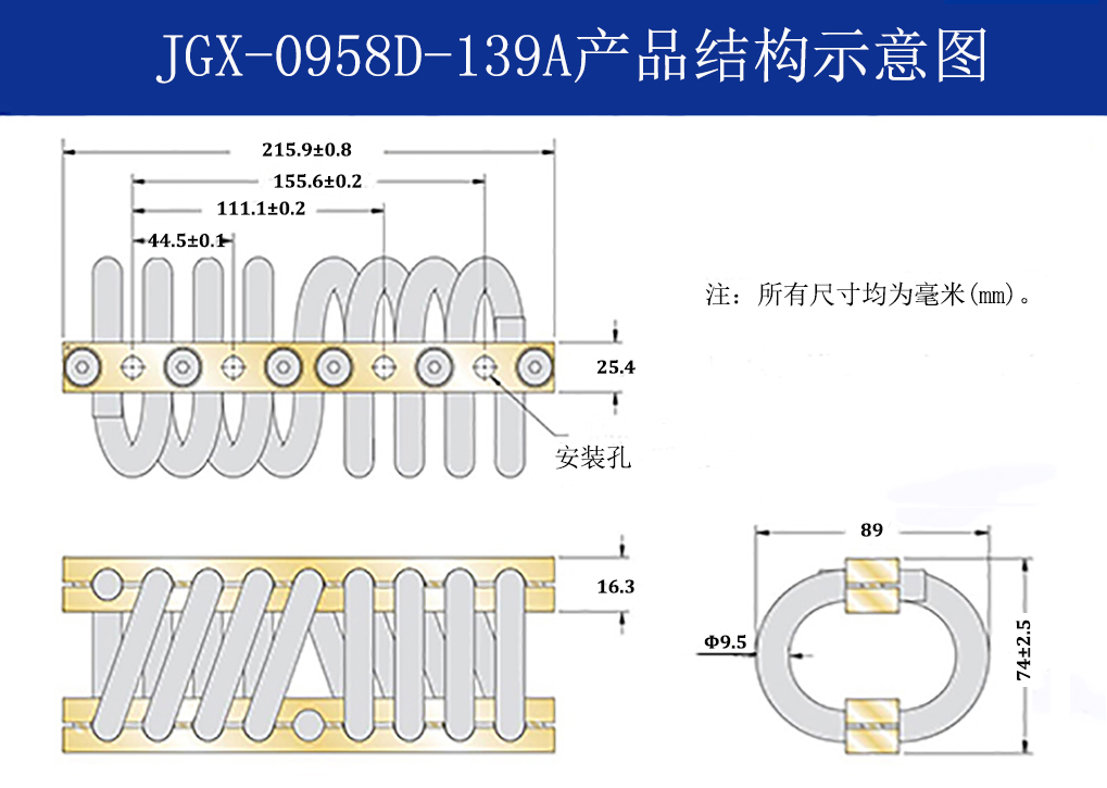 JGX-0958D-139A多應用鋼絲繩隔振器結(jié)構(gòu)